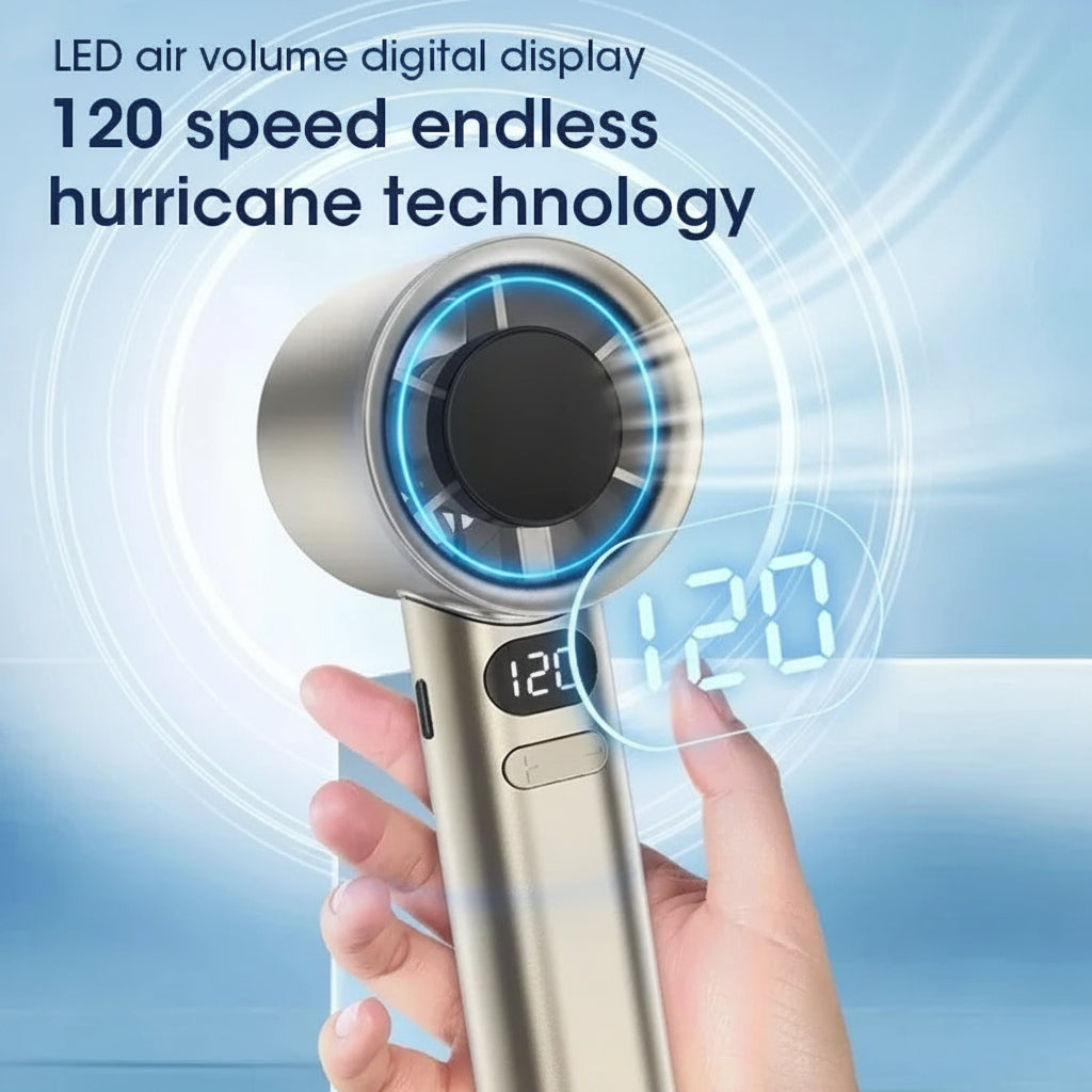Mini Handheld Fan Mute Handheld Fan 4 Speeds Adjustment Air Calculating Fan With Power Display Portable Handheld Fan