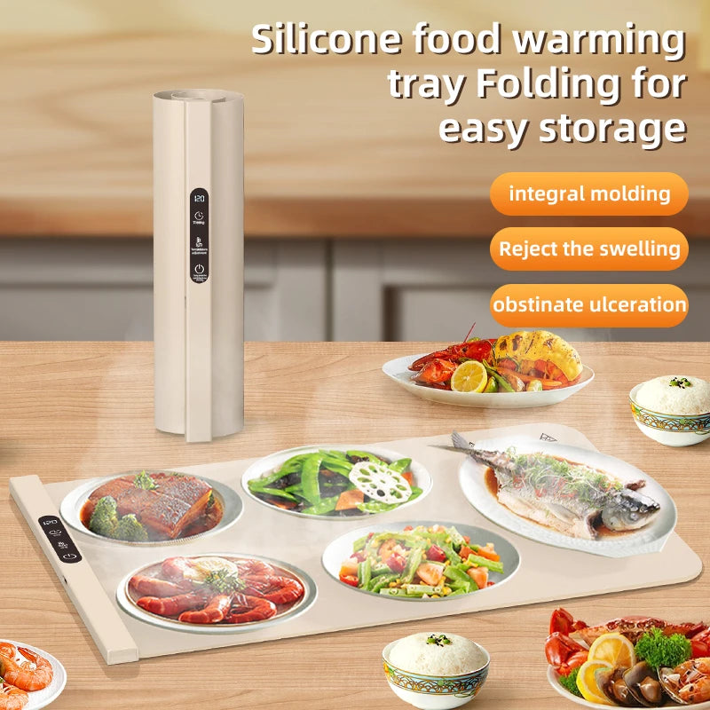 Foldable Electric Warming Tray Food Warmer Plate Portable Smart Food Fast Heating Mat Electric Warming Tray Food Warming Board
