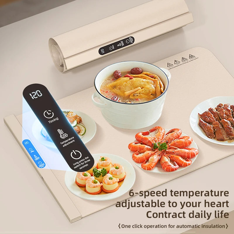 Foldable Electric Warming Tray Food Warmer Plate Portable Smart Food Fast Heating Mat Electric Warming Tray Food Warming Board