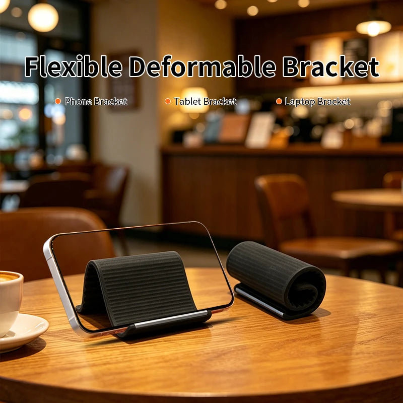 Portable Foldable Silicone Phone Holder Bendable Freely into Any Shape Multi-Angle Adjustable Stand for Mobile Phone