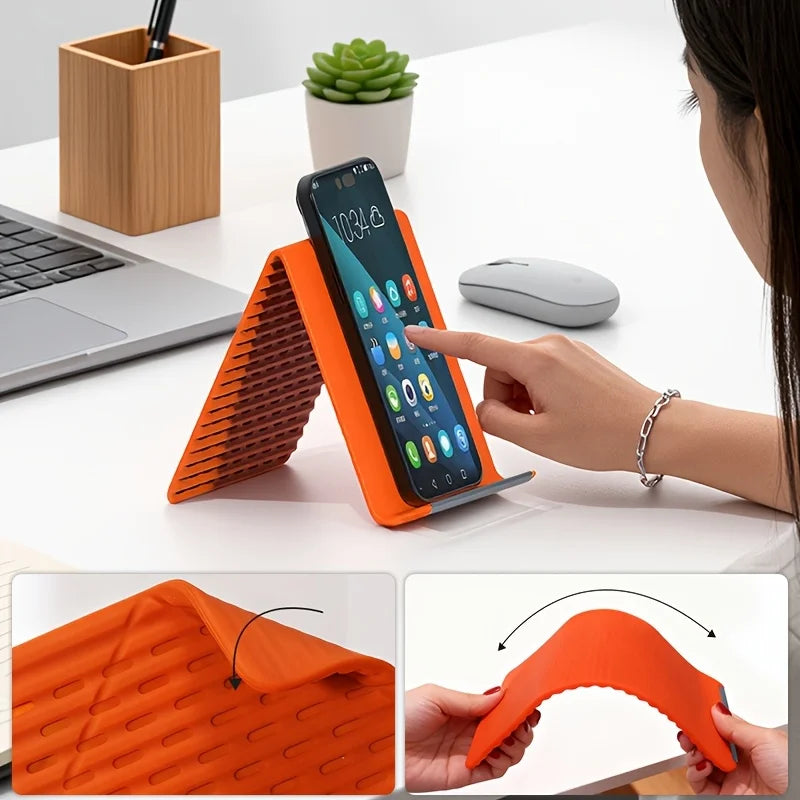 Portable Foldable Silicone Phone Holder Bendable Freely into Any Shape Multi-Angle Adjustable Stand for Mobile Phone