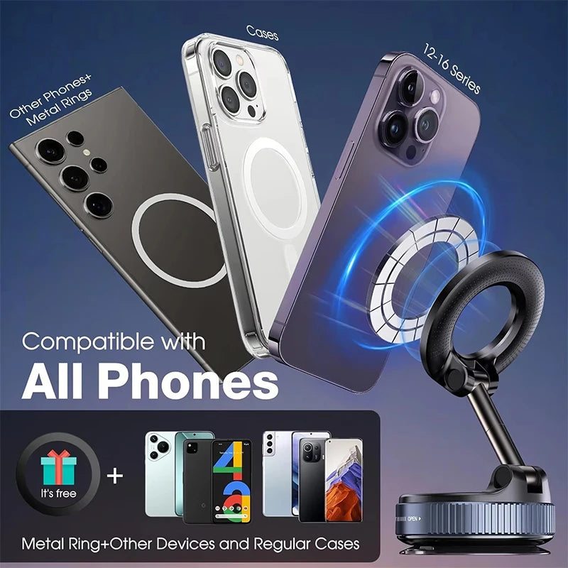 Magnetic Car Phone Holder 360 Degree Rotation Vacuum Adsorption Strong Suction Holder for Mobile PhoneCar Bracket Universal 2026
