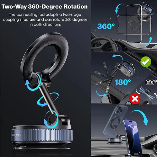 Magnetic Car Phone Holder 360 Degree Rotation Vacuum Adsorption Strong Suction Holder for Mobile PhoneCar Bracket Universal 2026