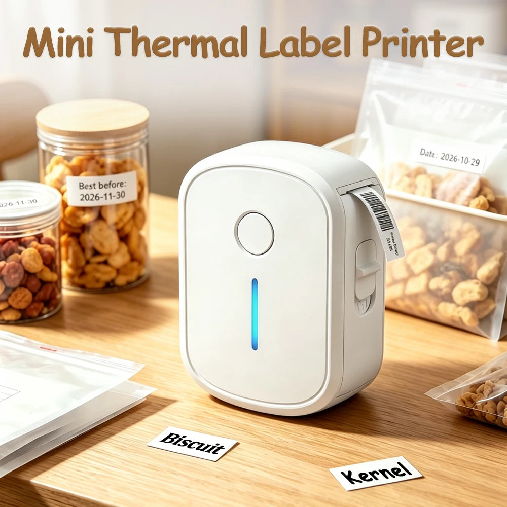Mini Portable Label Printer Bluetooth Inkless Self-adhesive Thermal Label Printer For Home Office Adhesive Sticker Mini Labeller